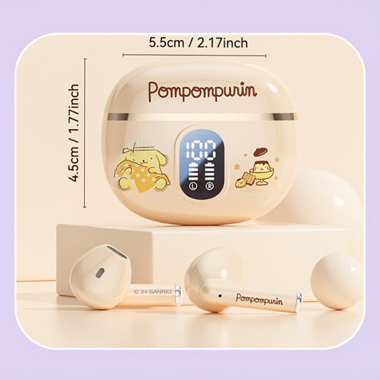 Kuromi Pompompurin Open-Fit Wireless Earbuds 360° Environmental Awareness LED Digital Charging Case Touch Control All-Day Comfort Sports Casual Authorized Sanrio Character Gift