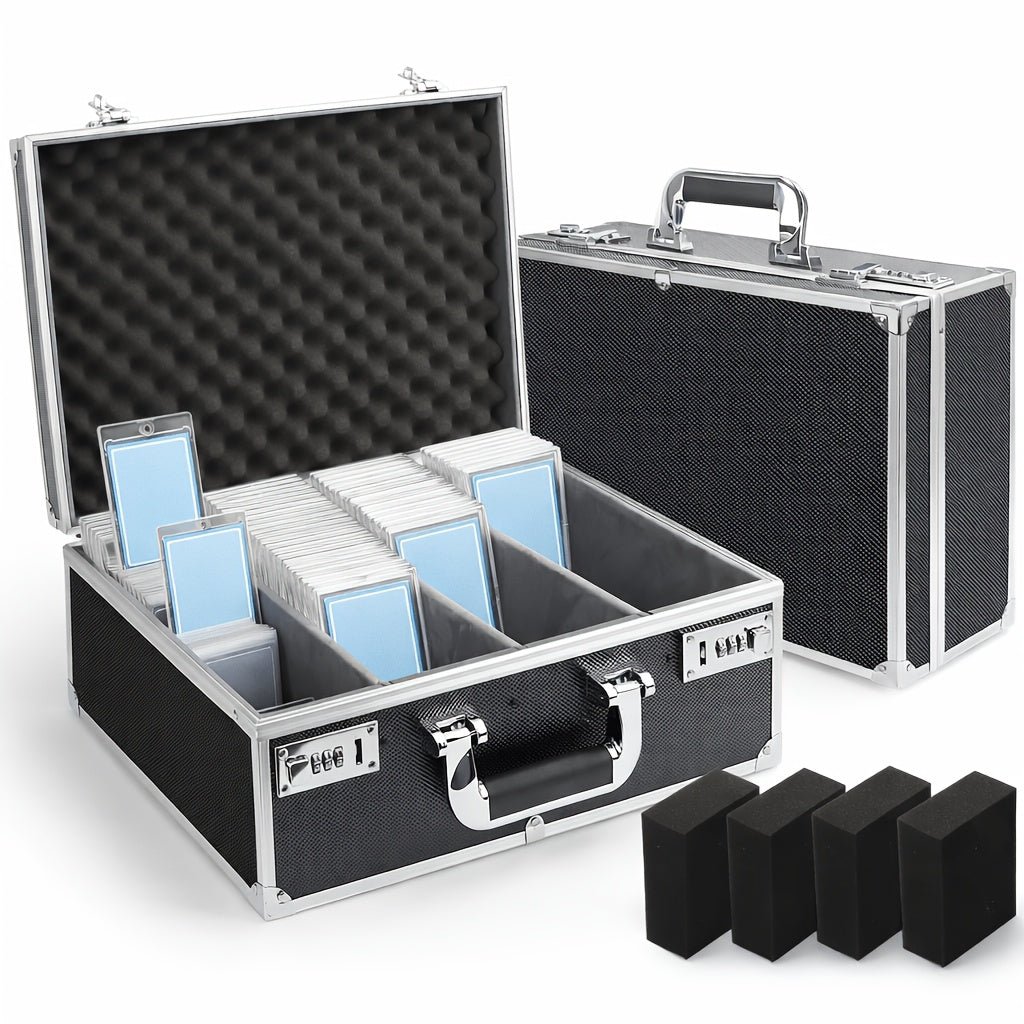 Aluminum Trading Card Storage Case with Key Lock and Three Interior Layout Options for Graded Slabs