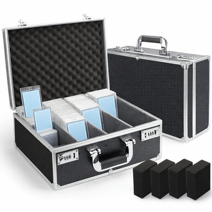 Aluminum Trading Card Storage Case with Key Lock and Three Interior Layout Options for Graded Slabs