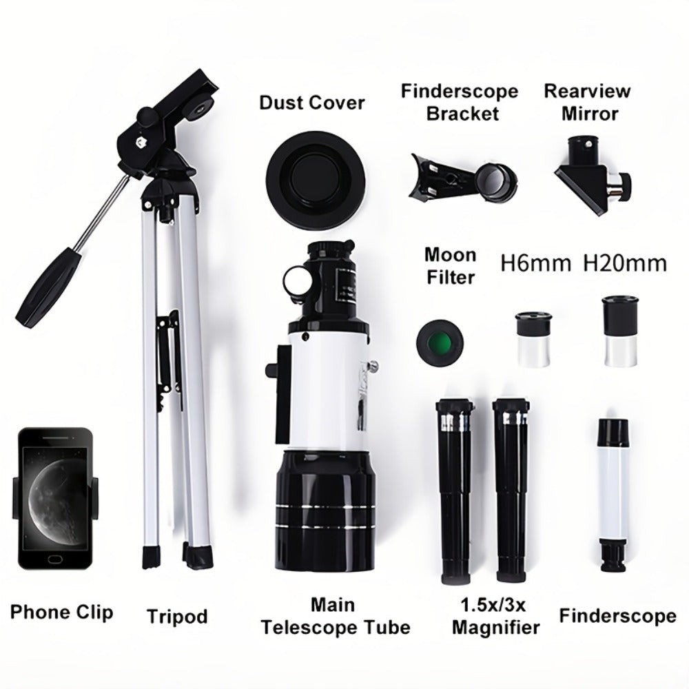 F30070 Refractor Telescope Kit with 13.6-Inch Tube, 20.9-Inch Tripod and Phone Adapter Pictured