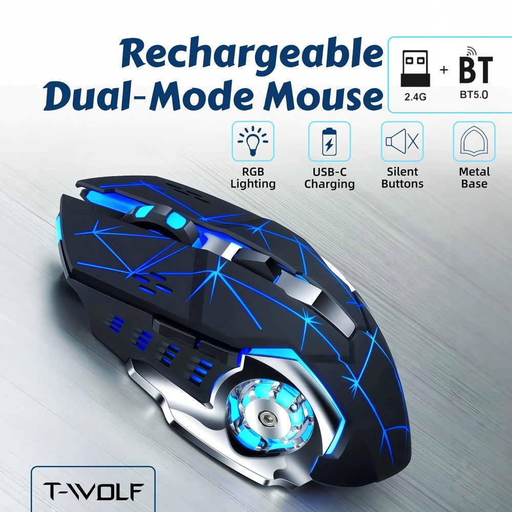 Bluetooth 5.0 2.4G Dual Mode Wireless RGB Gaming Mouse Silent 6 Button USB-C Rechargeable for an Everyday Personal Care Routine