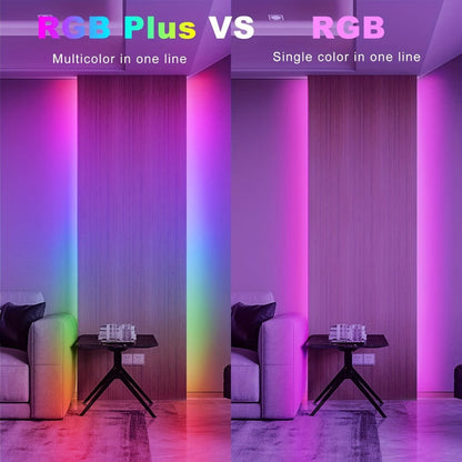 RGB LED Light Strip 50ft 100ft 130ft 16 Million Colors Music Sync – App & 24-Key Remote Control, Color Changing LED Strips for Bedroom, Game Room, Dorm & Party Decoration