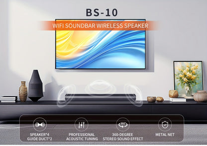 4D Echo Pearl Hi-Fi Soundbar with Subwoofer – Surround Sound Speaker System for TV, Computer & Laptop, Infrared Remote Control, Wired & Wireless, Portable Home Theater Soundbar