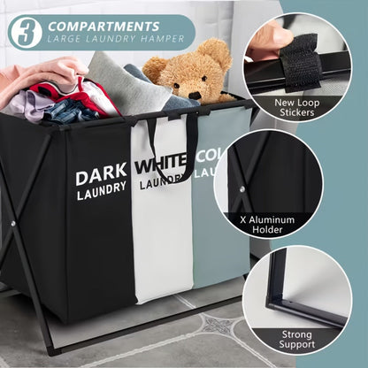 Rectangular Laundry Hamper Basket with Handles – Large Multi-Component Clothes Storage Organizer for Home, College Dorm, Bathroom & Bedroom – Stylish Functional Laundry Basket