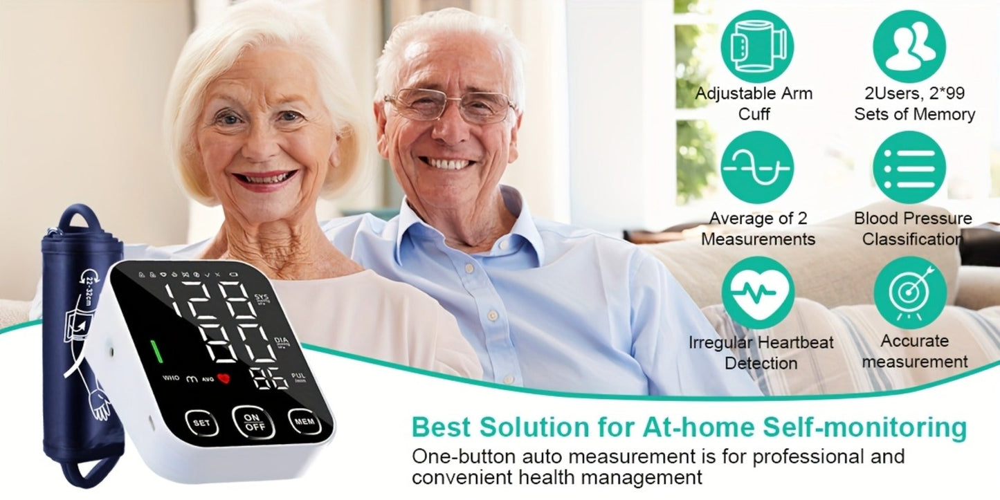Blood Pressure Monitor Upper-Arm Device with 8.7-16.5 Inch Cuff, 4.5-Inch Backlit Display, Voice and 2 x 99 Memory