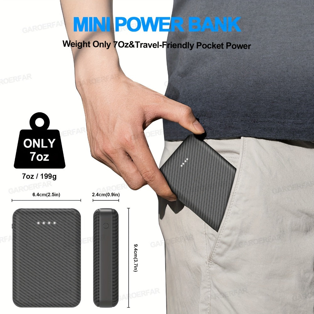 12000mAh Textured Slim Power Bank with 5V/2.4A Marking, USB-C Port and Dual USB-A Output Ports