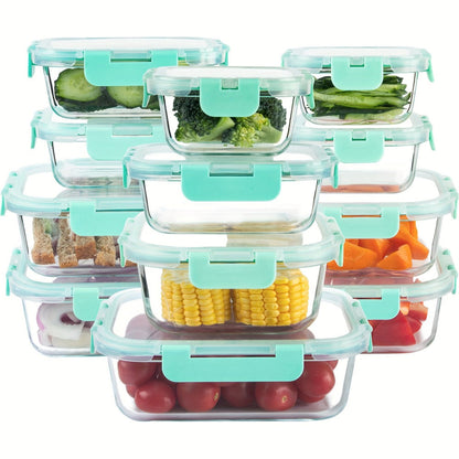Glass Food Storage Containers with Airtight Lids - Borosilicate Glass Meal Prep Containers Set, Microwave Dishwasher Freezer Safe, BPA Free, Leak Proof Lunch Containers for Kitchen