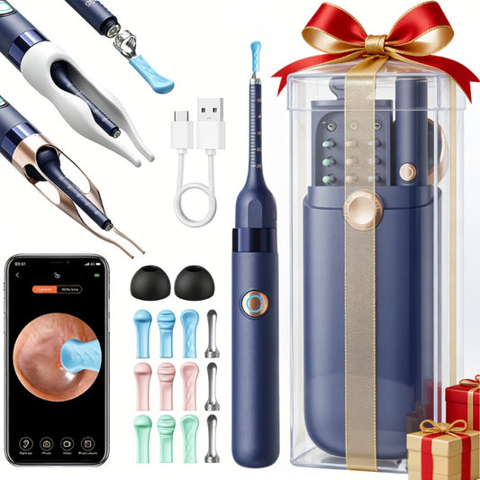 Earwax Removal Tool Set with Light & Camera – Rechargeable Ear Cleaning Kit for iOS & Android, Ear Wax Remover with Otoscope