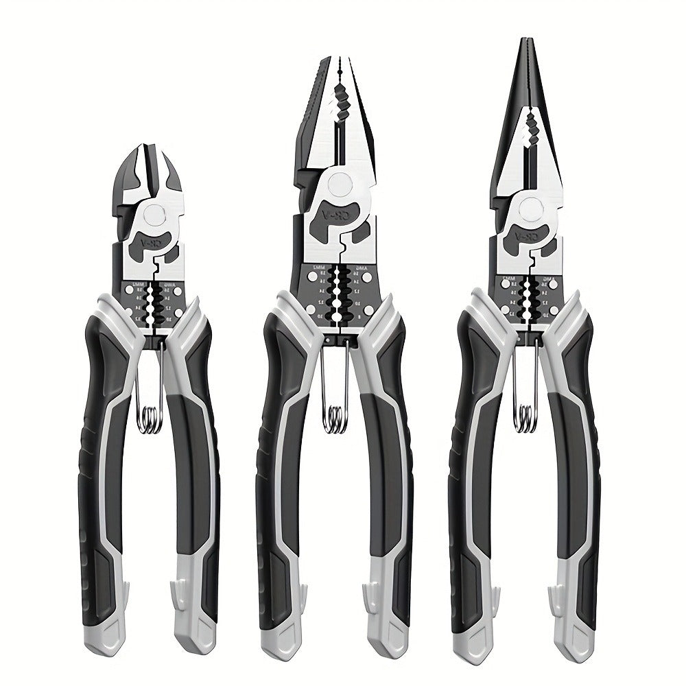 Three-Piece Pliers Set with 8- and 9-Inch Diagonal Cutting, Long-Nose and Combination Wire-Working Tools