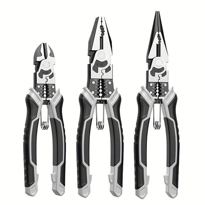 Three-Piece Pliers Set with 8- and 9-Inch Diagonal Cutting, Long-Nose and Combination Wire-Working Tools