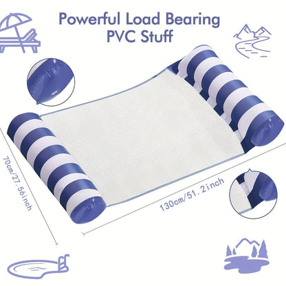 Five-Piece Inflatable Pool Hammock Float Set with Mesh Centers, Striped Designs and 51.2-Inch Length