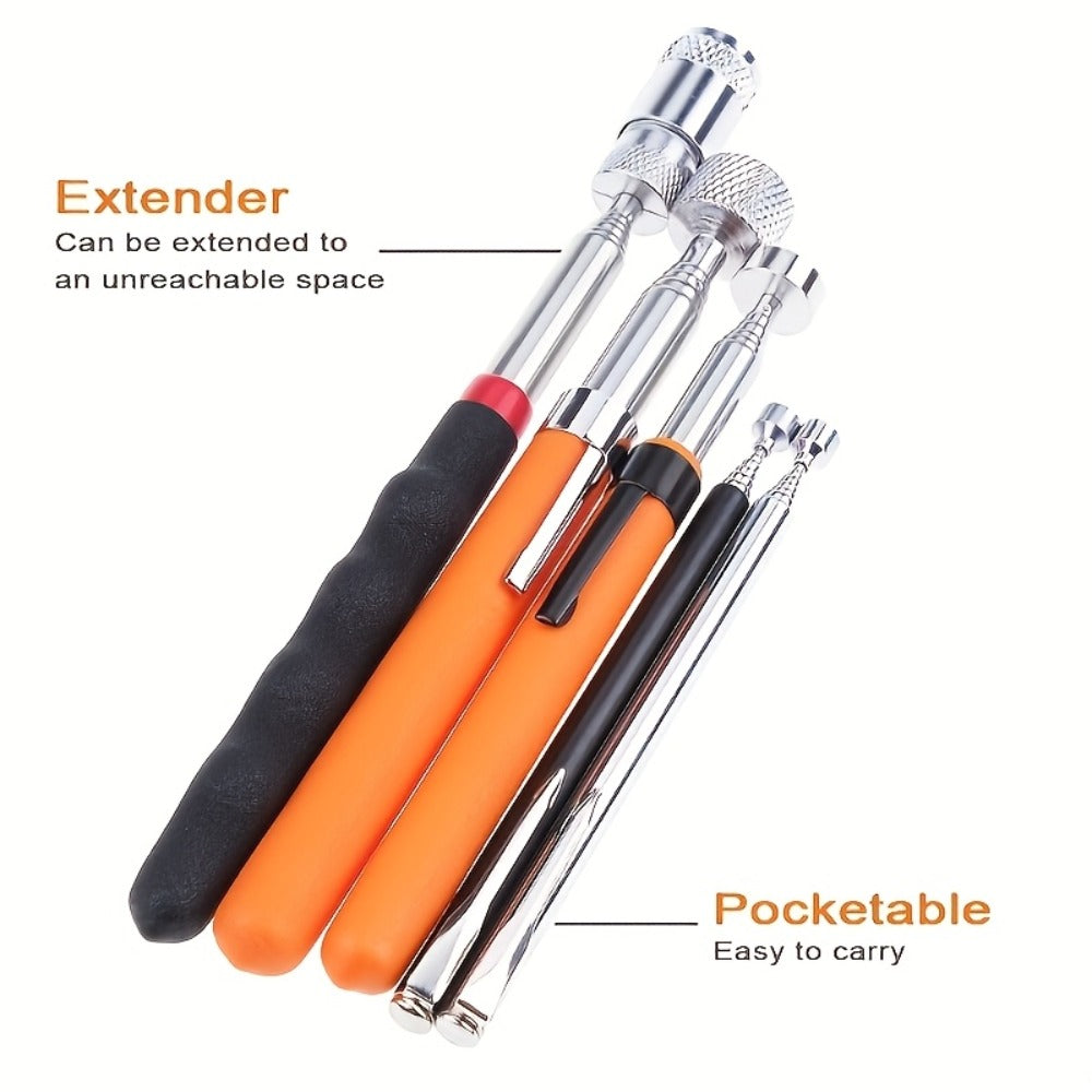 8 lb-Marked Telescoping Magnetic Pickup Tool, Extending 18 to 72cm with Stainless Steel Rod and Orange Handle