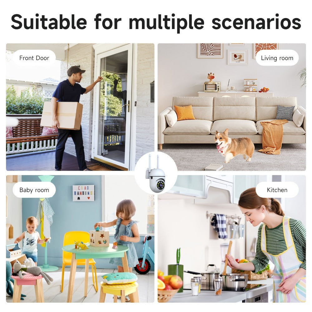 355° Pan Tilt WiFi Security Camera 2 Pack with AI Motion Detection – Full Color Night Vision, Two-Way Audio, Dual Band 2.4GHz & 5GHz, Indoor Wireless Camera Cloud & SD Storage