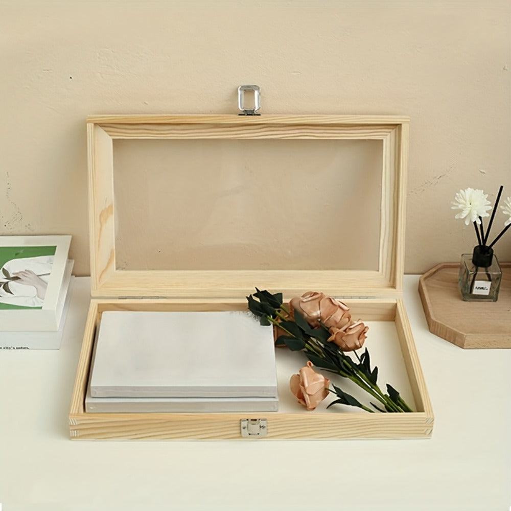 Jewelry Box, Wooden Drawer Display Organizer with Acrylic Window and Buckle Lock in One- or Two-Piece Sets