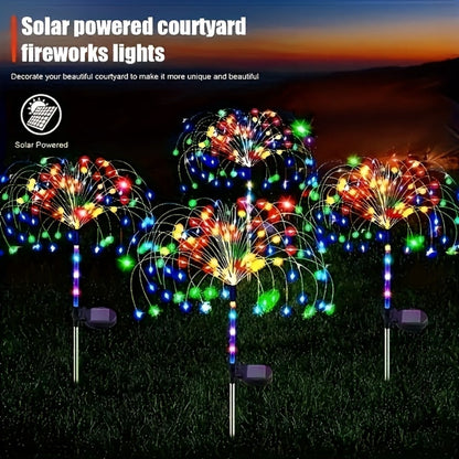 Solar Garden Lights 2-Pack Firework Stakes with 120-840 LEDs, 8 Modes and Touch Dimming for Lawn Decor