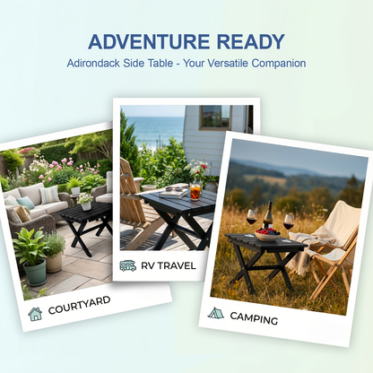 Collapsible Outdoor Side Table with Slatted Square Top and X-Frame in Brown, Gray, Blue, White or Black