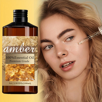 Amber Essential Oil 100% Pure Highly Refined 3.38oz - Hydrating Long-Lasting Warm Fragrance Body Oil for Skin Hair Nail Bath Massage Aromatherapy Unisex Wellness Gift