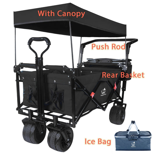 Folding Wagon Cart Heavy Duty | All Terrain Beach Camping Garden Canopy