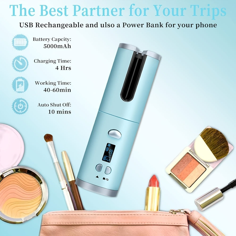 Cordless Automatic Curl-Chamber Iron with Display, USB Charging and Three Color Options Pictured