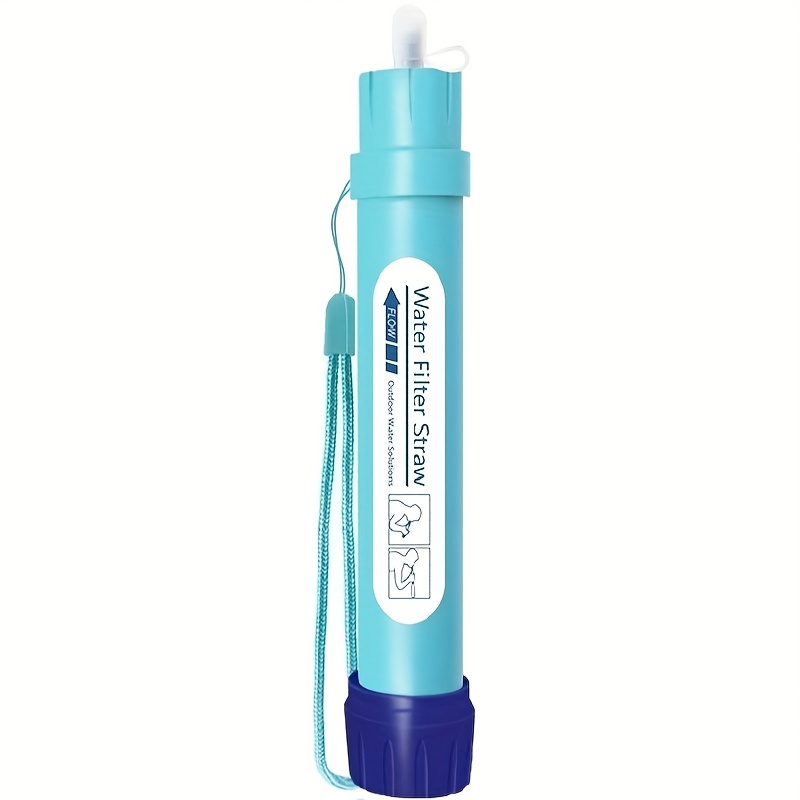 Light Blue Personal Water Filter Straw with Carry Loop in One- or Two-Piece Checkout Options for Travel Kits