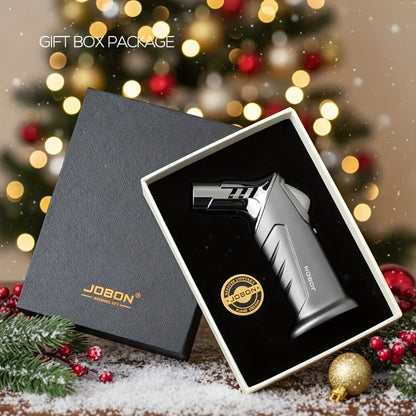 Butane Torch Lighter with Gift Box - Jobon Adjustable Flame Kitchen Torch, BBQ Camping Lighter for Men, Child Safety Lock, Windproof Refillable Jet Flame, Holiday Birthday Gift (Gas Not Included)