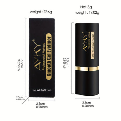 Waterproof Gel Eyeliner Stick 2 or 4PCS 24-Hour Long-Lasting Matte Fast-Drying Non-Smudge Eye and Lip Liner with Brush - Black Brown Everyday Party Makeup Women