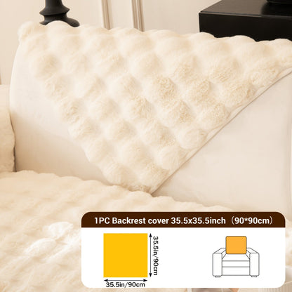 Sofa Cover Bubble Faux Rabbit Fur Panels with Silicone Non-Slip Backing for Seat, Armrest or Backrest