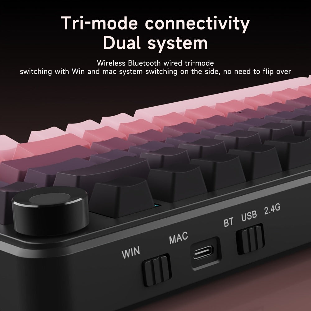 Hot Swap Gasket Mechanical Keyboard AJAZZ AK820 75% – Wireless 2.4GHz & Wired, Volume Knob, South-Facing RGB, Poron Foam, PBT Keycaps, Programmable, 11 Switch & Color Options for PC & Mac