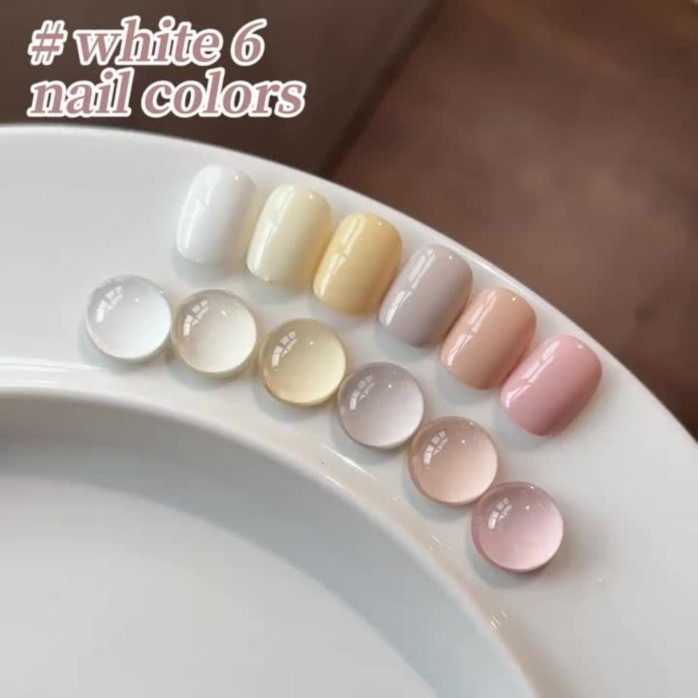 Gel Nail Polish Set 6 Colors White Shades Gentle White Collection - Milk Tea Cherry Blossom Pink Soak Off UV LED Long Lasting Spring Summer Nail Art Gel Polish for Women Salon Home DIY