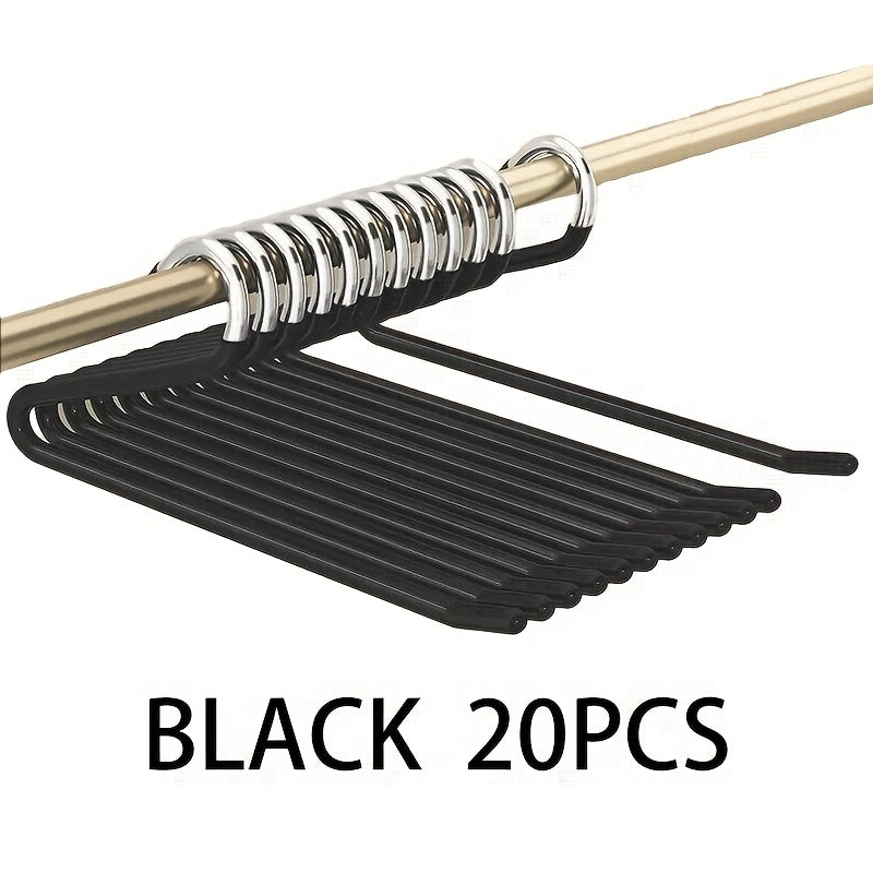 Open-Leg Pants Hangers in Black or White with 10-, 20-, 30- or 50-Piece Checkout Packs for Closets