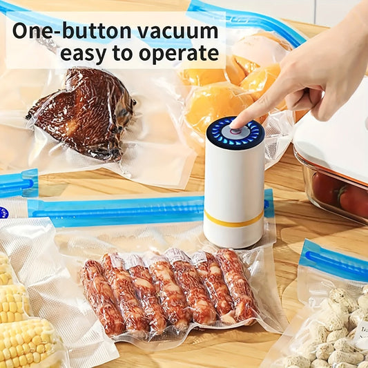 Vacuum Sealer Kit with USB Rechargeable Pump & 9 Reusable Vacuum Seal Bags (3 Sizes) — Portable Mini Electric Food Sealer for Sous Vide, Meal Prep & Food Storage
