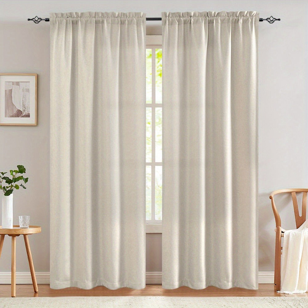 Two-Panel Solid Window Curtain Set with Rod-Pocket Top, 40 x 95-Inch Size and Two Color Options