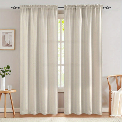 Two-Panel Solid Window Curtain Set with Rod-Pocket Top, 40 x 95-Inch Size and Two Color Options