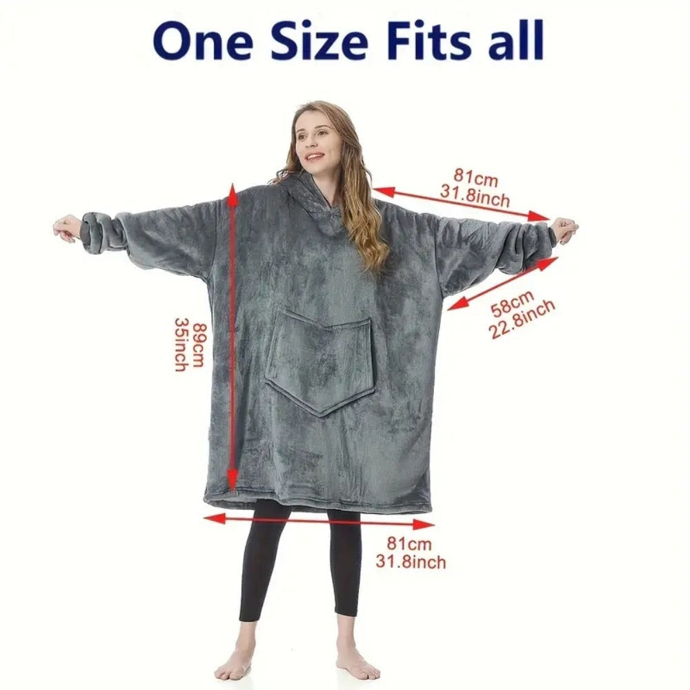 Pile-Texture Wearable Blanket Hoodie with Kangaroo Pocket and Four Pumpkin, Moon or Sock Bundle Styles