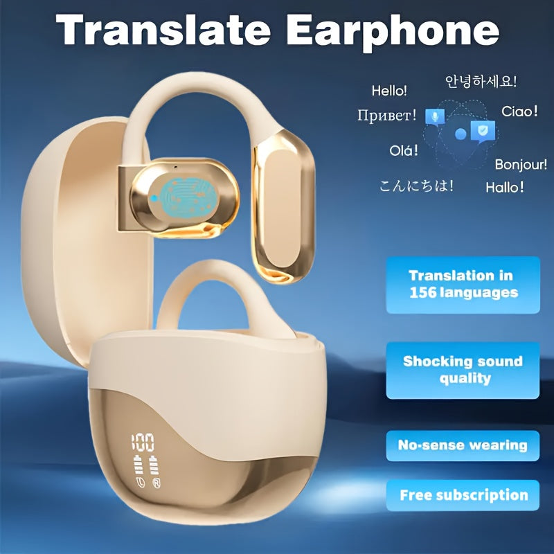 156-Language-Labeled Translation Earbuds with Ear-Hook Design, Bluetooth 5.0 Marking and Five Colors