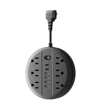 Surge Protector Power Strip 12-in-1 with 6 AC Outlets 4 USB-A 2 USB-C Flat Plug Wall Mount Overload Protection Desk Charging Station for Home Office Travel