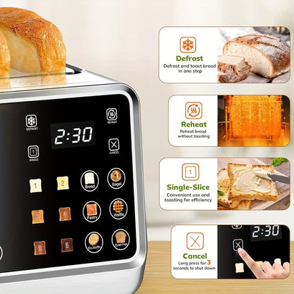 Four-Slice Touchscreen Toaster with Dual Independent Controls, Six Bread Modes, Six Shade Levels and Timer Displays