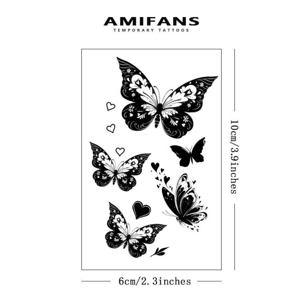 Butterfly Tattoo Stickers Semi-Permanent 3 Sheets Lasts 1-2 Weeks | Realistic Navy Blue Flying Butterfly 2.3"x3.9" Long-Lasting Body Art | Professional Temporary Tattoos for Adults | Arm Leg Shoulder