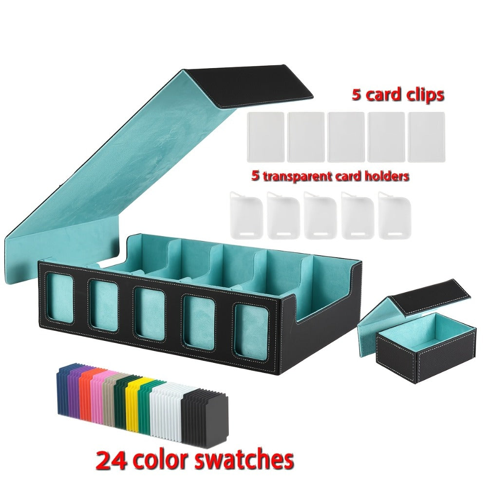 Front-Window Five-Row Collector Card Organizer with 24 Color Dividers, Five Clear Holders and Five Color Choices
