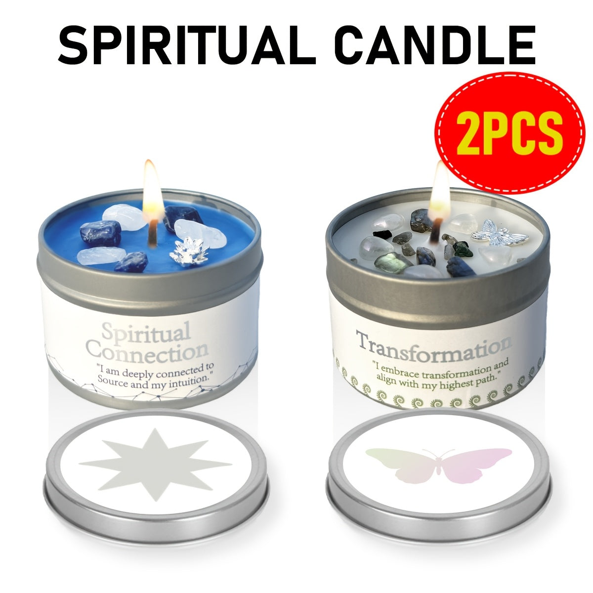 3oz Decorative Tin Candle or Two-Piece Crystal and Guidance Card Set with Multiple Label Pairings