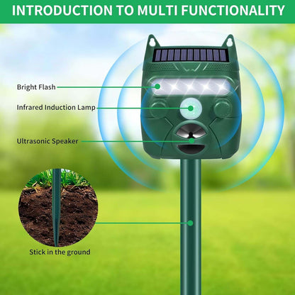 Solar Ultrasonic Animal Repeller | Garden Yard Outdoor Pest Deterrent