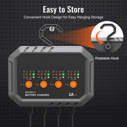 Smart Battery Charger 8A VEVOR Intelligent Charger & Maintainer for LiFePO4, AGM, Gel, SLA & Lead-Acid Batteries