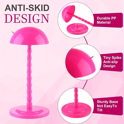 Portable Wig Stand Set, Eight 13.8-Inch Detachable Holders in White, Rose Red or Black for Display