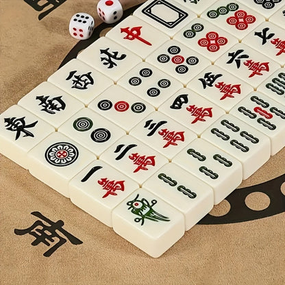 Mini Mahjong Set Portable Travel Size – Compact Authentic Chinese Tile Game for Family Fun Logical Thinking On-the-Go Entertainment, Traditional Mahjong Gift for Adults Kids Seniors