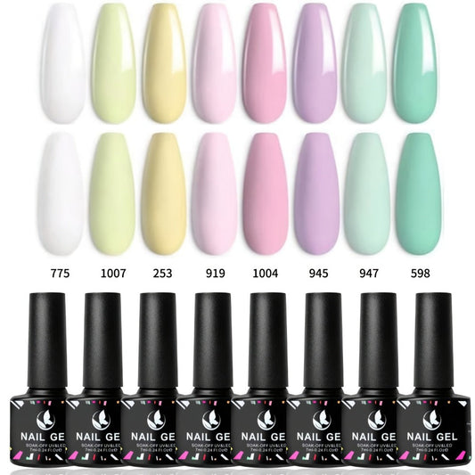 Gel Nail Polish – Pastel Set 8 Colors Rhapsody Series Soft Muted Tones Soak-Off UV LED Nail Art Polish Kit for All Seasons Home Manicure…