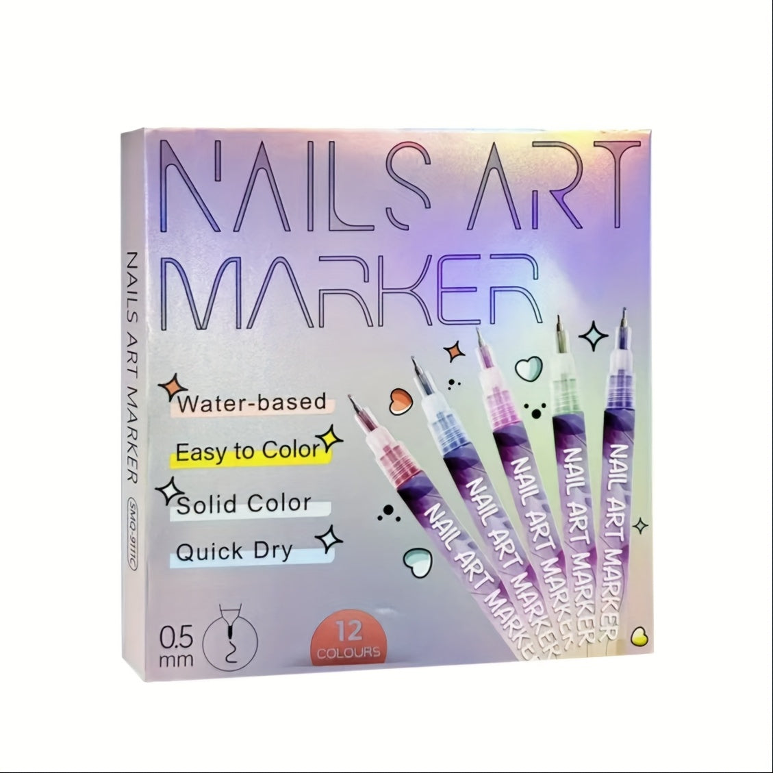 Nail Art Pens Set 12 Colors Quick Dry 3D Doodle Dot Stitching Nail Art Pen Kit - DIY Nail Design Tools for Home & Salon Use, Beginner & Professional Manicure Gift Set