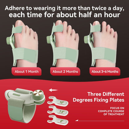 Adjustable Knob Big Toe Alignment Splint with Three Angle Plates for Left or Right Foot, One-Piece Option