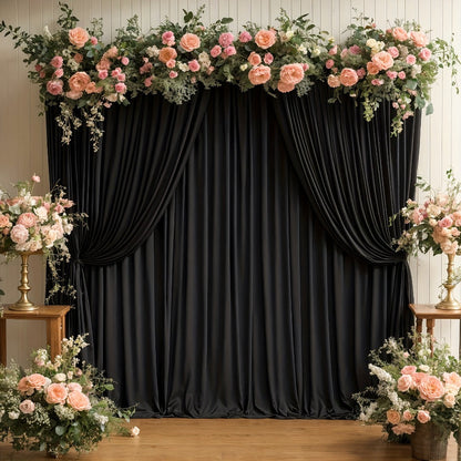 White Black Duo Backdrop Curtains 2 Pack 5x10Ft Wrinkle-Resistant Photo Background Fabric for Wedding, Birthday, Christmas, Halloween & Party Decoration – Reversible Dual Color Event Curtain Set