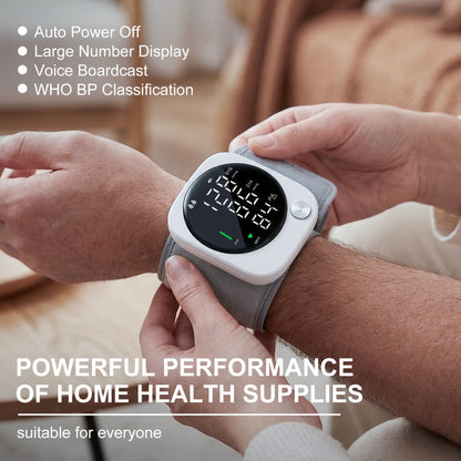 Blood Pressure Monitor Wrist Device with LCD Display, Voice Readout, Dual-User Memory and USB Rechargeable Power