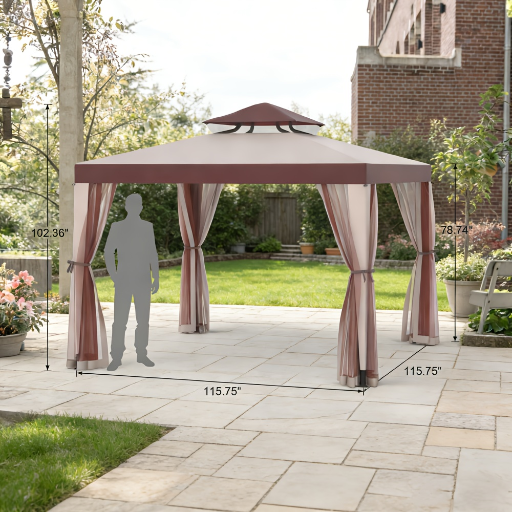 Gazebo Tent 10x10 FT Mosquito Netting Quick Setup Outdoor Canopy